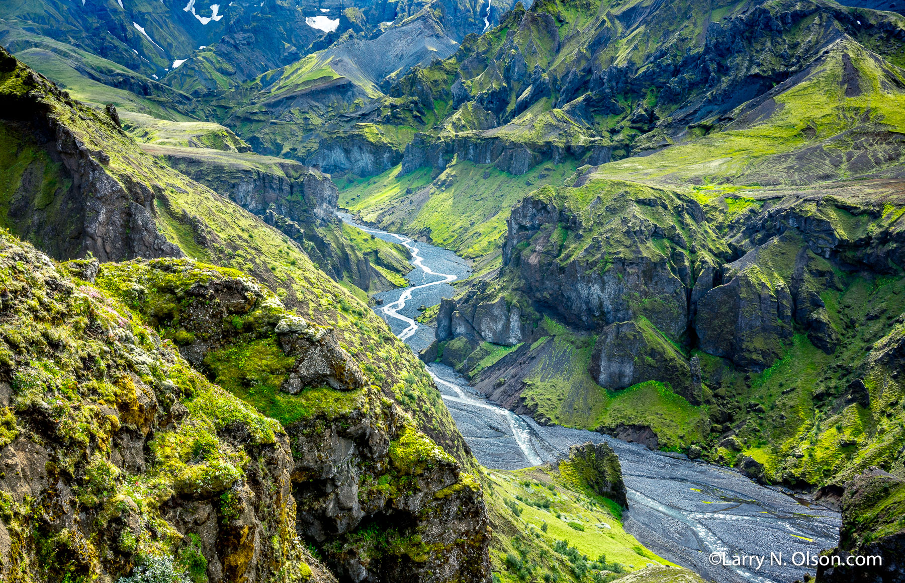 Godaland, Iceland | Interesting shapes of the verdent mountains  and glacial rivers make hiking the Landmannalaugar in Iceland very unique.