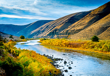 Cottonwood Canyon, John Day River, OR | Early morning in the fall along the willow lined John Day River in Oregon