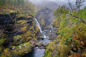 Aurlandsdalen, Norway | A waterfall in glacially carved Aurlandsdalen.