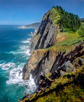 Neahkanie Mountain, Oswald West State Park, OR | These near vertcal cliffs tower above the Pacific Ocean while waves batter the basalt   at Oswald West State Park, Oregon.