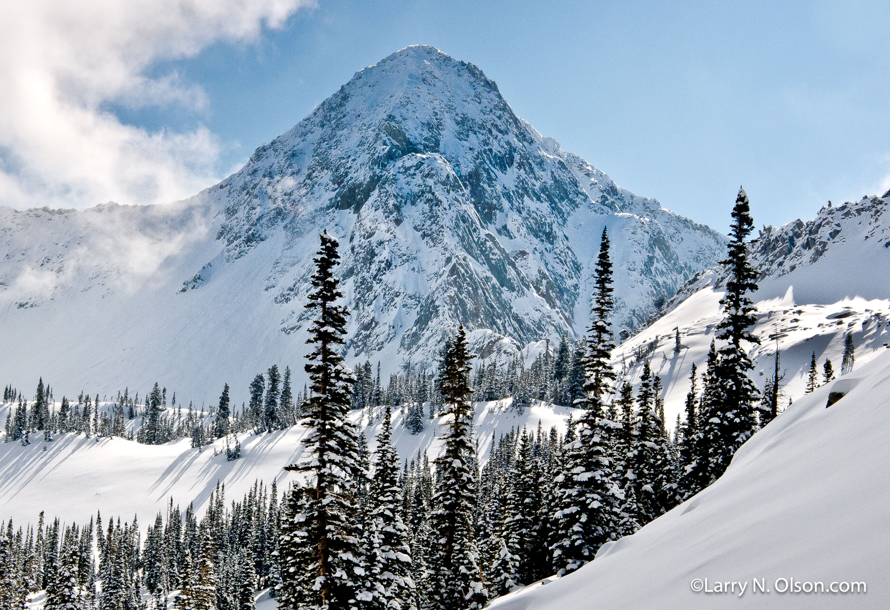 The Phiefferhorn,Wasatch Mountains, UT | The Pheifferhorn dominates the snowy alpine landscape in the Lone Peak Wilderness. The north face in winter snow as seen from Upper Maybird.