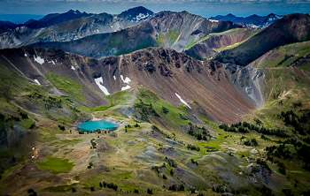 Dollar Lake, Sentinal Mountain, Eagle Cap Wilderness, OR | Looking across the Eastern Peaks of the Wallowas and upper Imnaha Canyons, as seen from the summit of Aneroid Mountain.