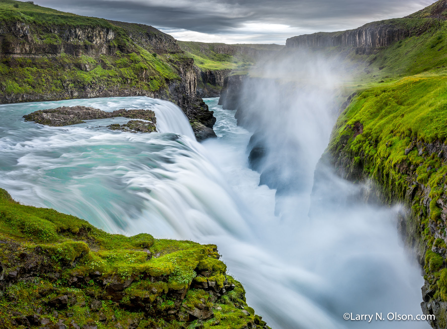 Gullfoss, Iceland | Mist rises from Gullfoss in Iceland.