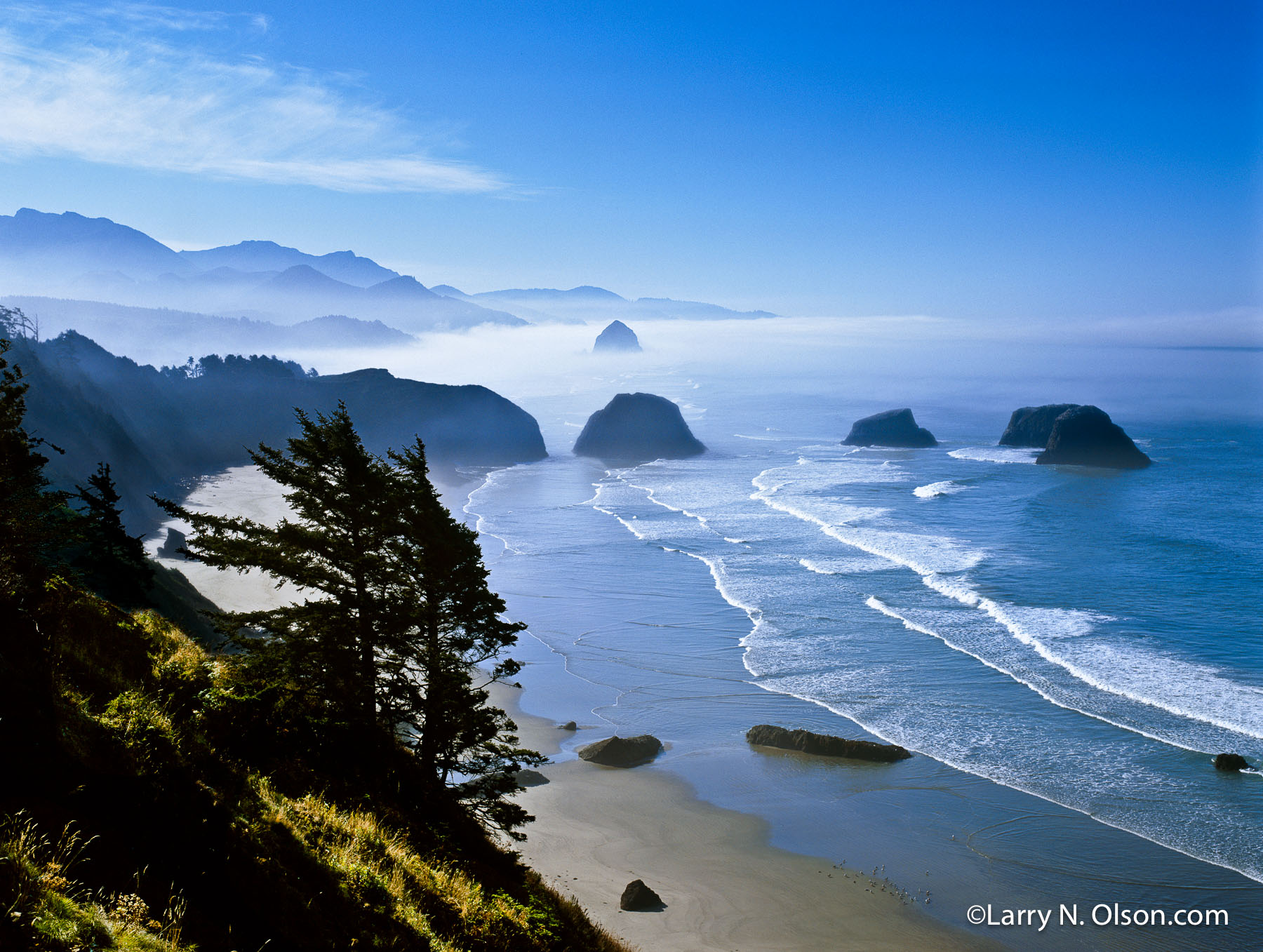 Crescent Beach,  Cannon Beach #1, Ecola State Park, OR, #67802 | Surf gently rolls onto the beach.