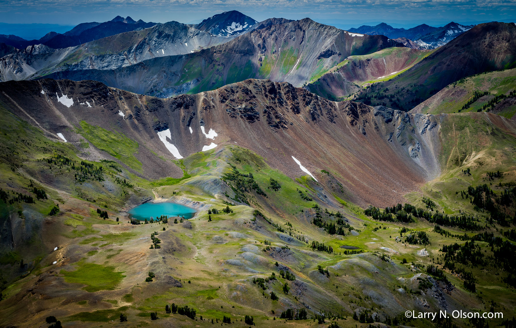 Dollar Lake, Sentinal Mountain, Eagle Cap Wilderness, OR | Looking across the Eastern Peaks of the Wallowas and upper Imnaha Canyons, as seen from the summit of Aneroid Mountain.