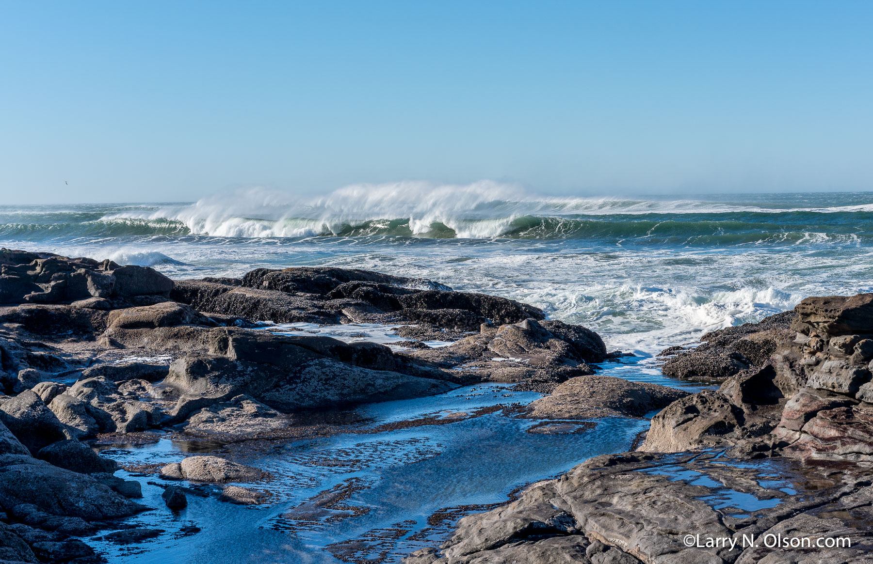 Winter Surf, Yachats, OR | Windblown Surf at Yachats, OR