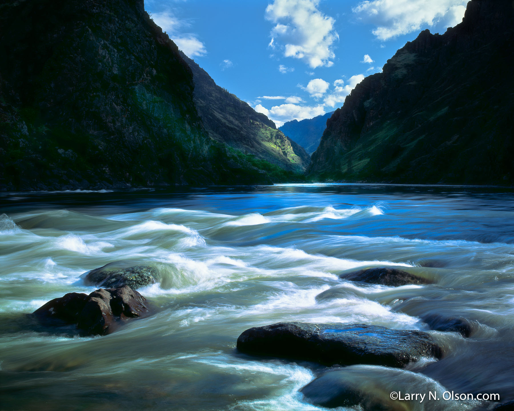 Granite Rapids, Snake River, Hells Canyon, OR, ID. | The Snake River flows over boulders at the head of Granite Rapids, one of the two biggest rapids on the river.