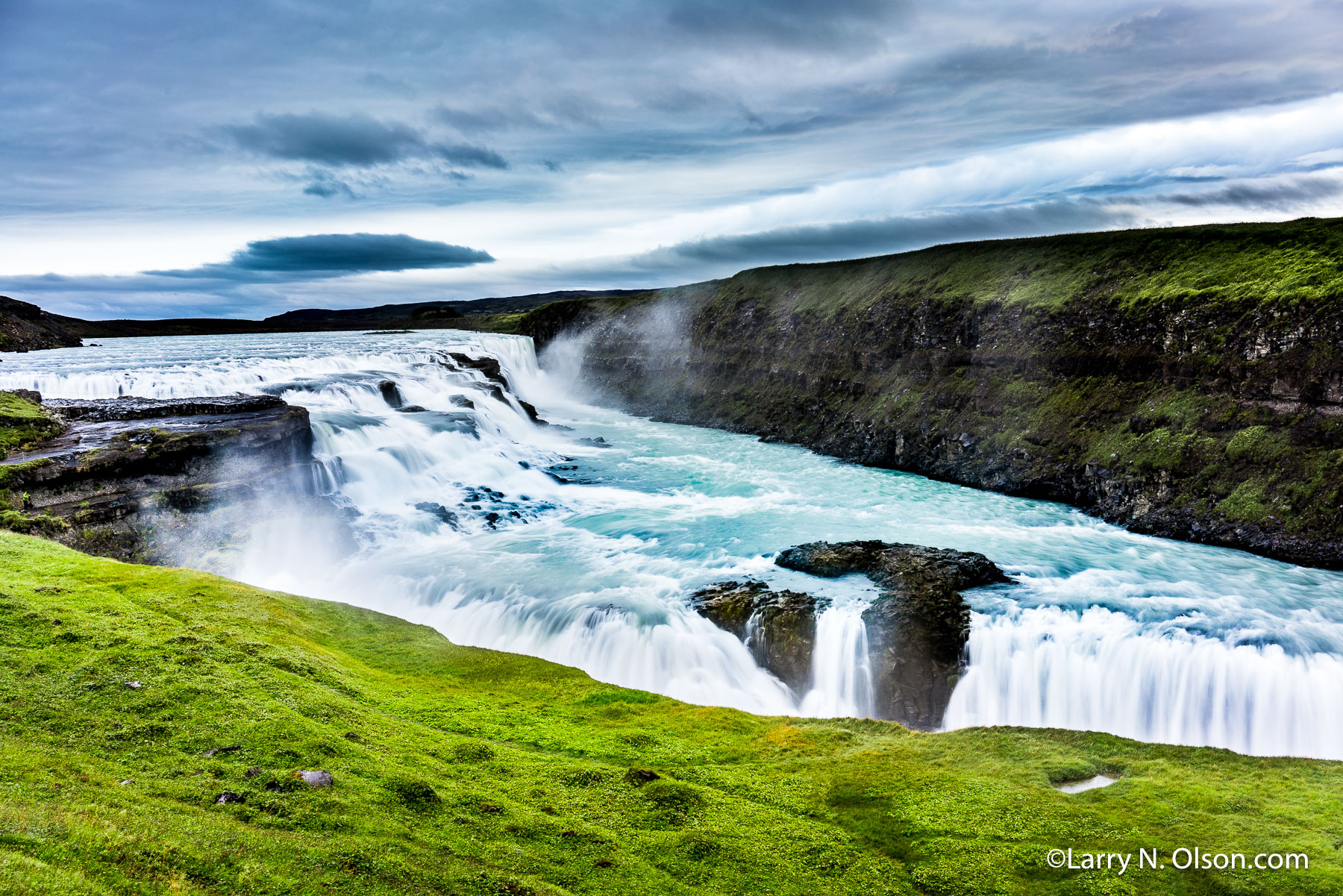 Gullfoss, Iceland | Interesting glacial rivers make hiking  in Iceland very unique.