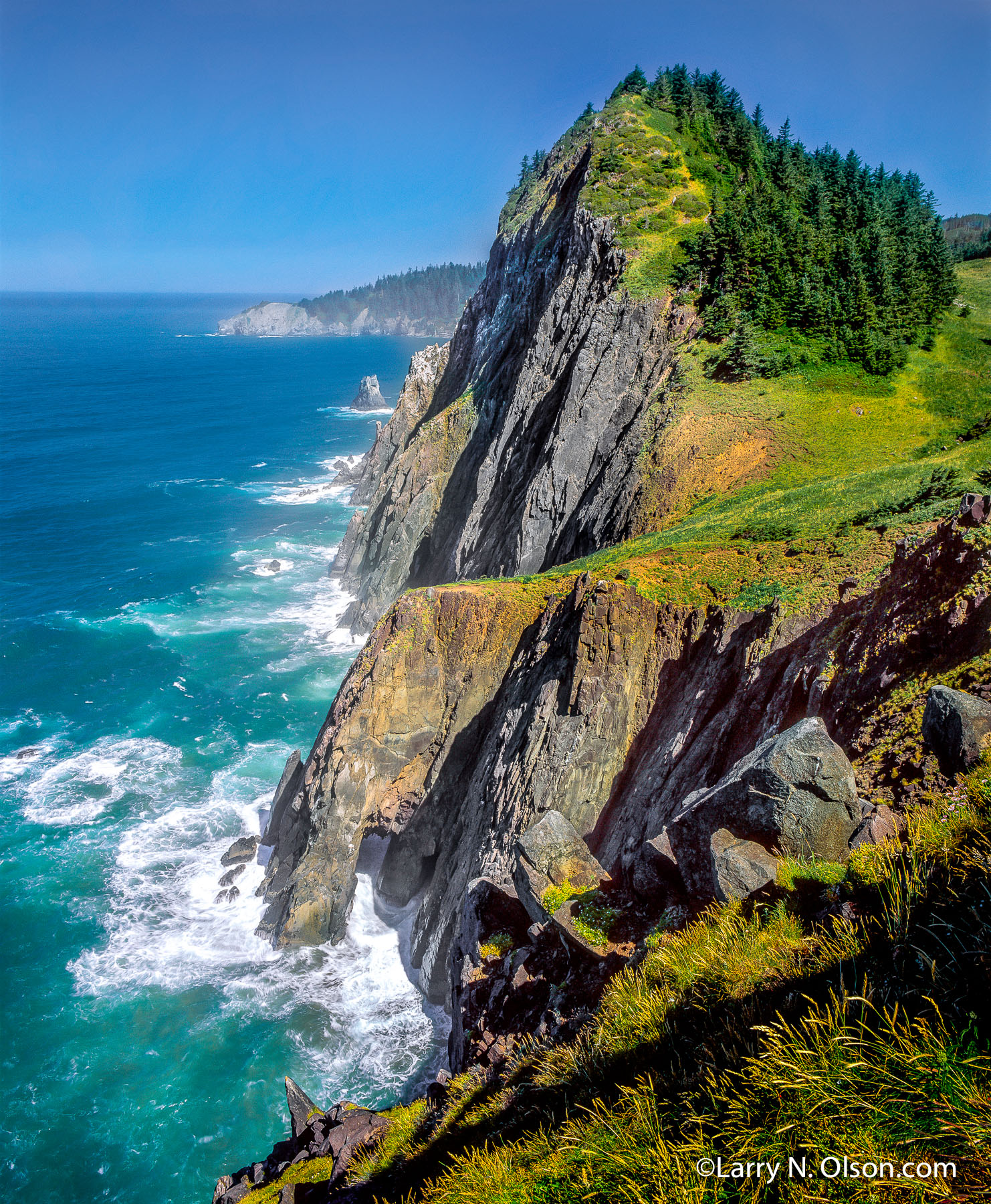 Neahkanie Mountain, Oswald West State Park, OR | These near vertcal cliffs tower above the Pacific Ocean while waves batter the basalt   at Oswald West State Park, Oregon.