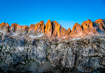 Sawtooth Ridge, Yosemite National Park, California | The last light of the day lingers on the granite spires next to the Matterhorn.