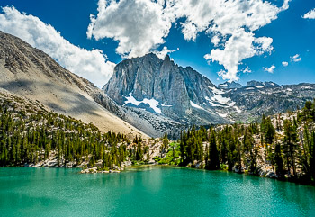 Dark Star, Lake 2, John Muir Wilderness, CA | Dark Star, towers over Lake 2 in the John Muir Wilderness.