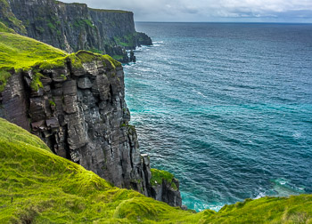 Cliffs of Mohre, Ireland | Waterfall, Cliffs of Mohre, Ireland, green , grass, ocean, cliffs,