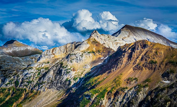 Cusick Mountain, Eagle Cap Wilderness, OR | A clearing sky adds drama to this huge peak in the Wallowa mountains.