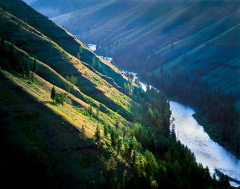 Grande Ronde River, OR | The last rays of the sun highlight subridges of the Grande Ronde River valley.