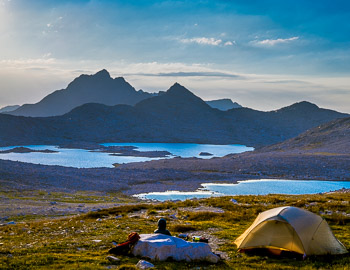 Sunset camp on Muir Pass. | Watching the magic on Muir Pass.