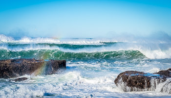 Winter Surf, Yachats, OR | Windblown Surf at Yachats, OR