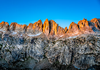 Sawtooth Ridge, Yosemite National Park, California | The last light of the day lingers on the granite spires next to the Matterhorn.