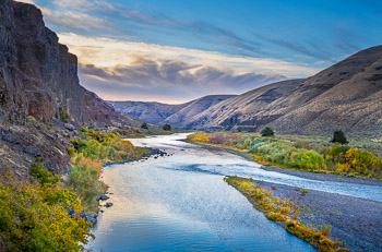 Cottonwood Canyon, John Day River, OR | Early morning in the fall along the willow lined John Day River in Oregon