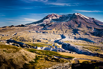 Mount St. Helens National Volcanic Mounument #1, WA | The devastated flanks of the mountain and crater show spectacular erosion patterns and vegetative life returning.